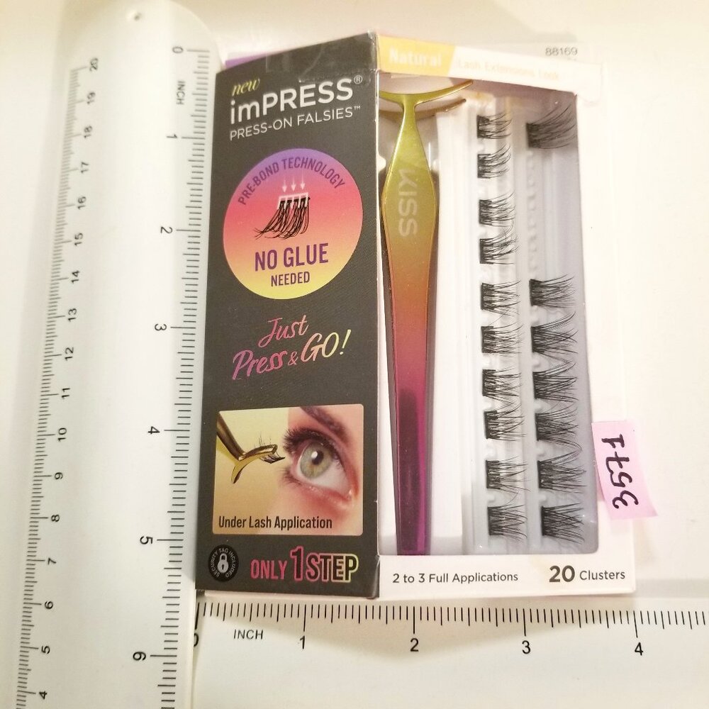 ✅KISS imPRESS Press-On Falsies Eyelash Clusters Kit, Naturak, Black, 17 Clusters